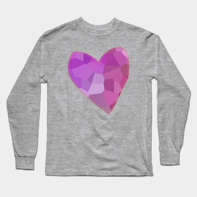 Purple Mosaic Heart Long Sleeve T-Shirt by ellenhenryart